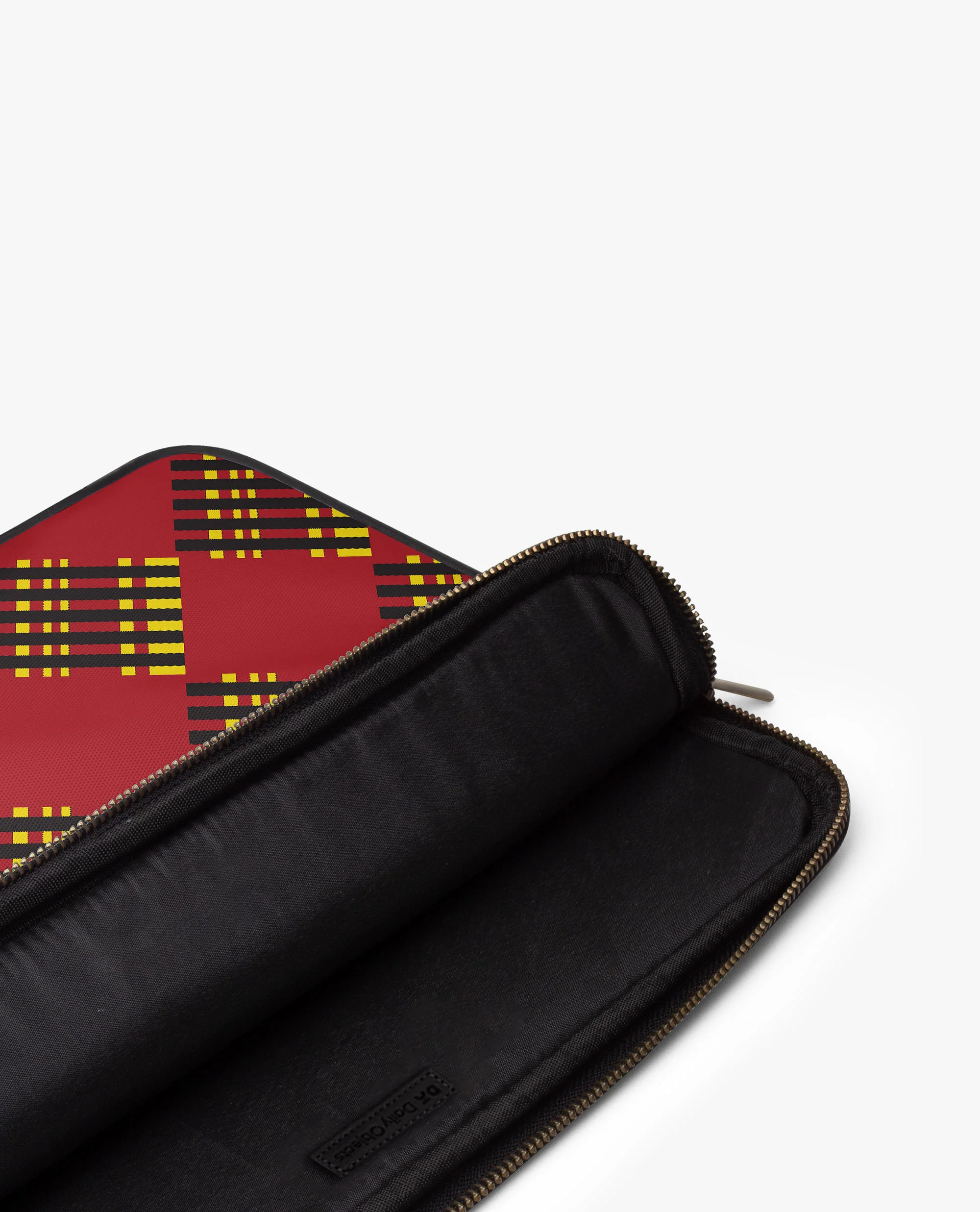Red Striped Checks Zippered Sleeve For Laptop/MacBook - Image 5