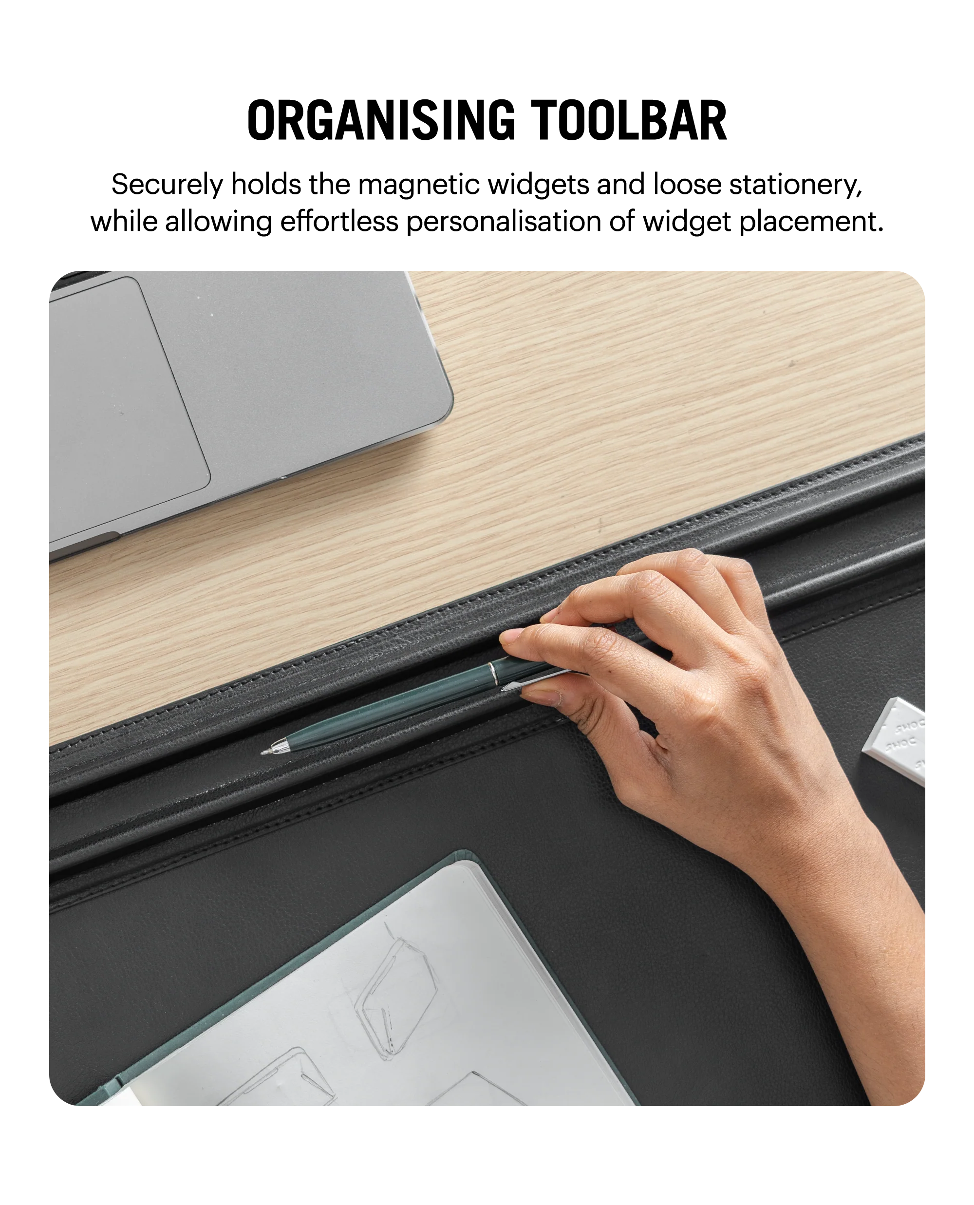 Snap On Organiser Desk Mat with Cable Holder + Phone Mount + Apple Watch Charging Stand - Image 11