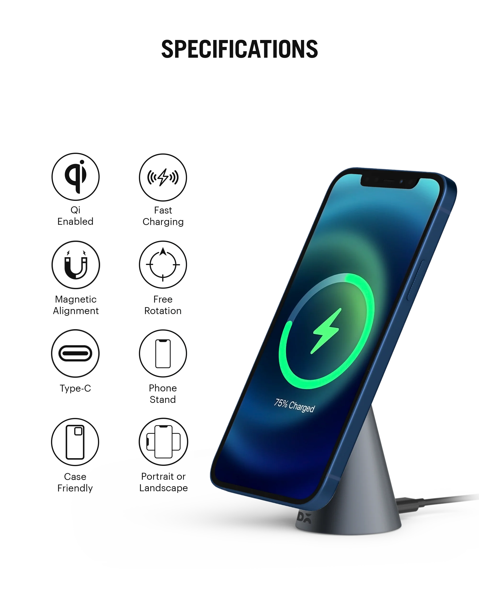 DailyObjects SURGE™ Max Conoid Magnetic Wireless Charger (15W) - Image 8